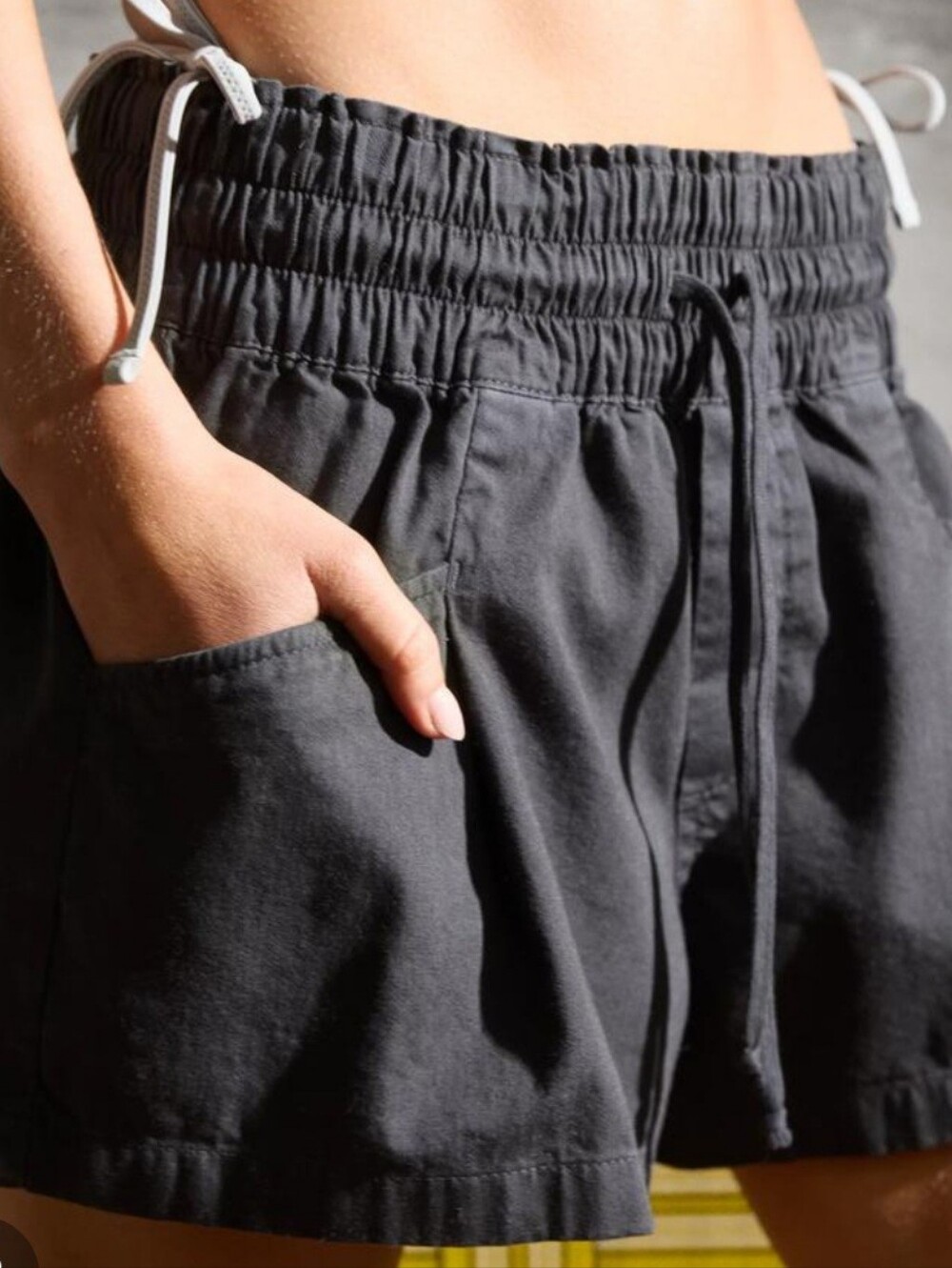 aerie Black Cargo Shorts with Elastic Waist - Picture 2 of 2